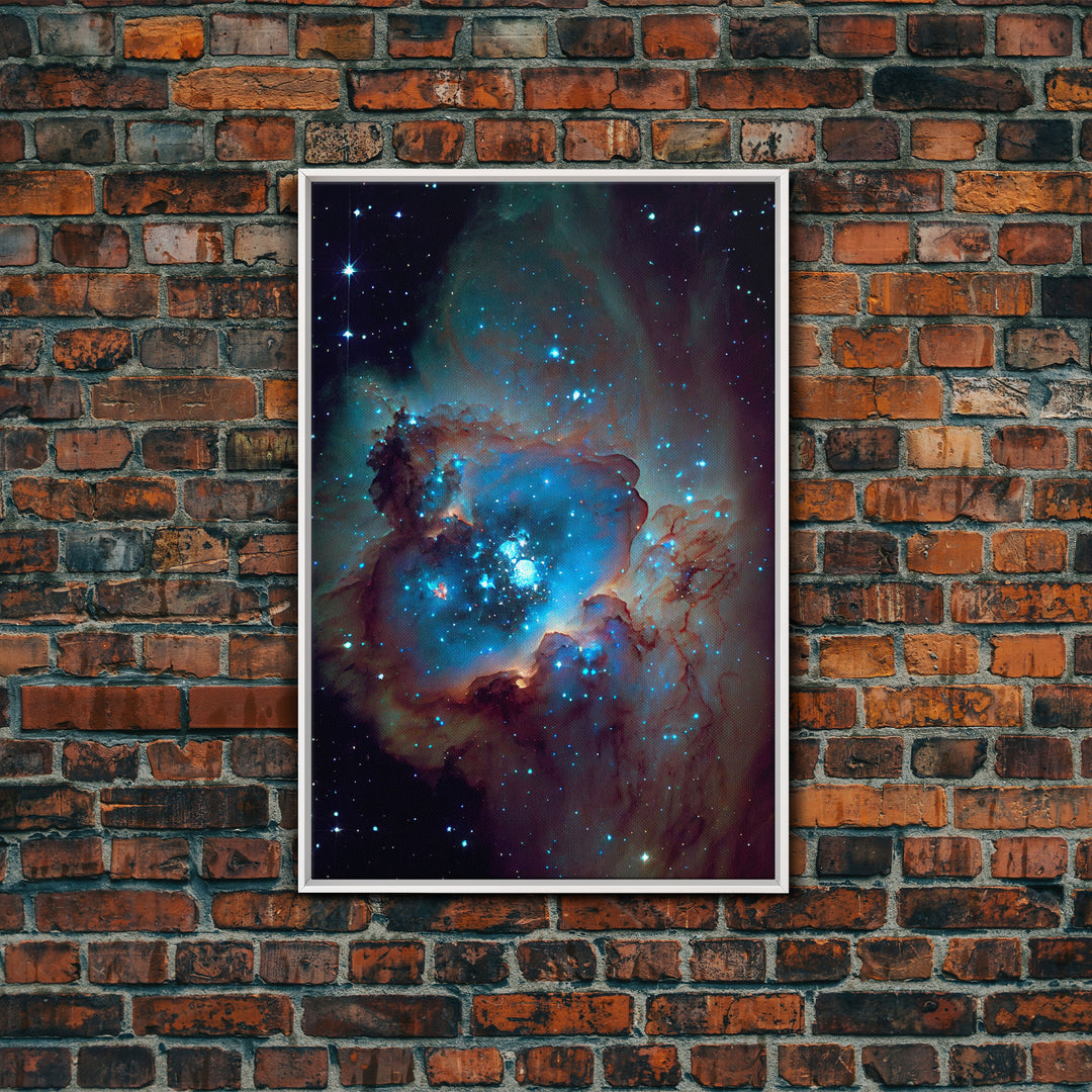 The Stars Glow At Night, framed canvas print, watercolor space painting