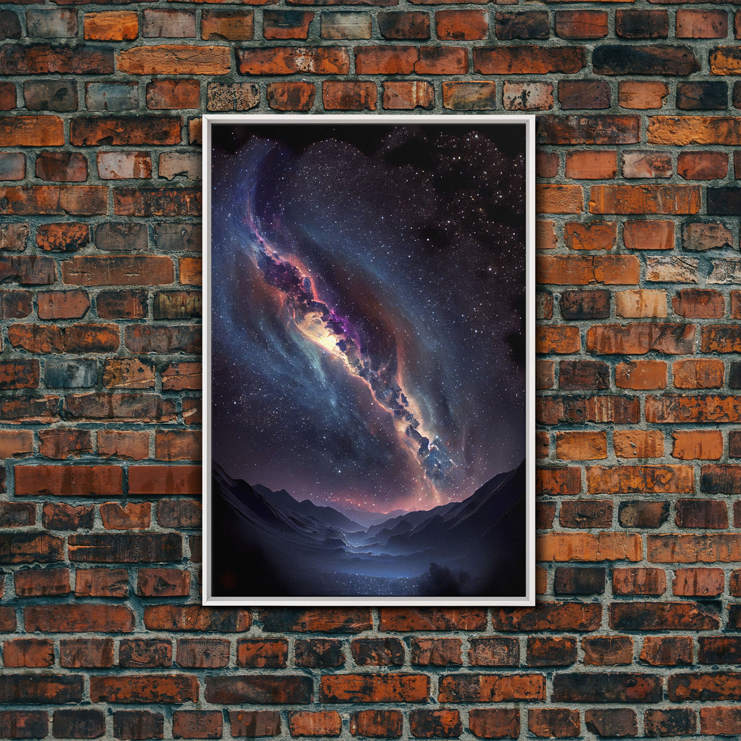 View of the milky way galaxy over a desert night sky, framed canvas print