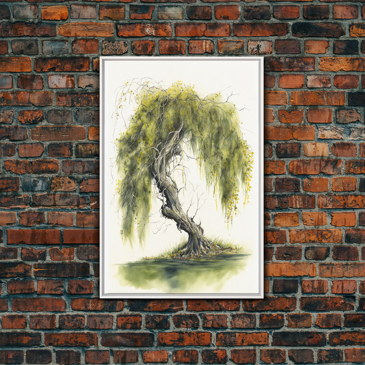 Weeping Willow Tree Art, Framed Canvas Print, Framed Canvas Art, Watercolor Painting