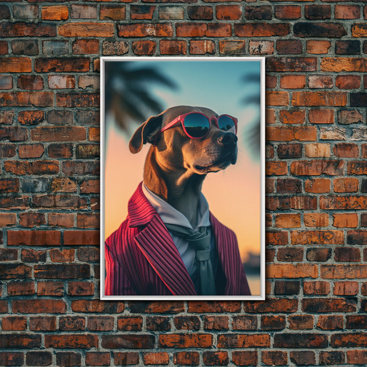 Rhodesian Ridgeback Dog Wall Print, Dog Wall Art, Dog With Shades Wall Print, Framed Wall Art, Framed Canvas, Wall Print, Wall Canvas