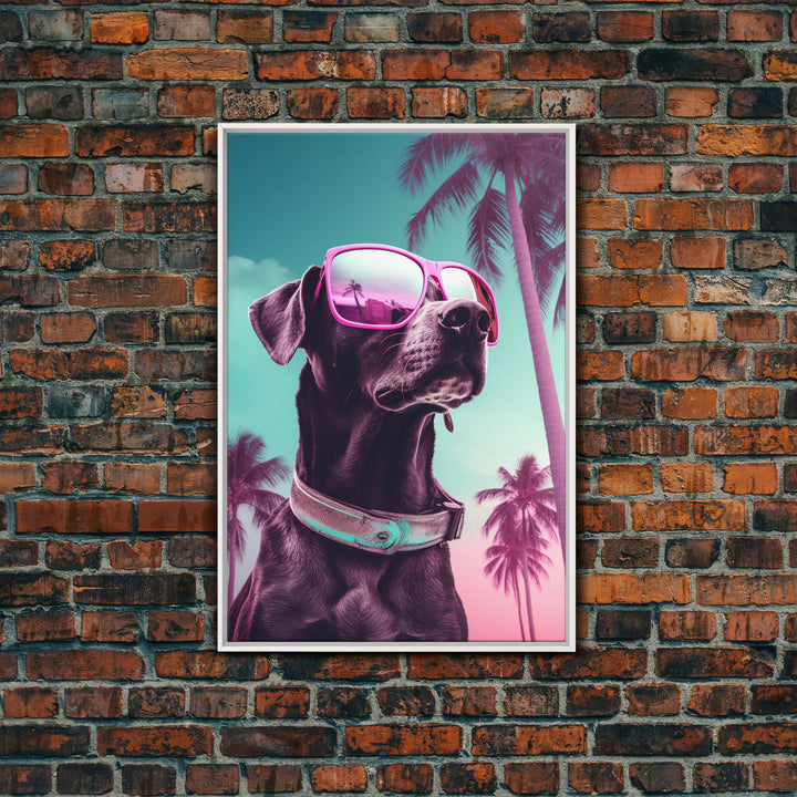 Labrador Wall Print, Dog Wall Art, Dog Pink Sunglasses, Animal Art, Funny Wall Art, Framed Wall Art, Framed Canvas, Wall Print, Wall Canvas