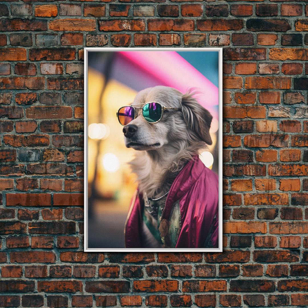 Long Haired Chihuahua Wall Print, Dog Wall Art, Dog Sunglasses, Funny Art, Framed Wall Art, Framed Canvas, Wall Print, Wall Canvas