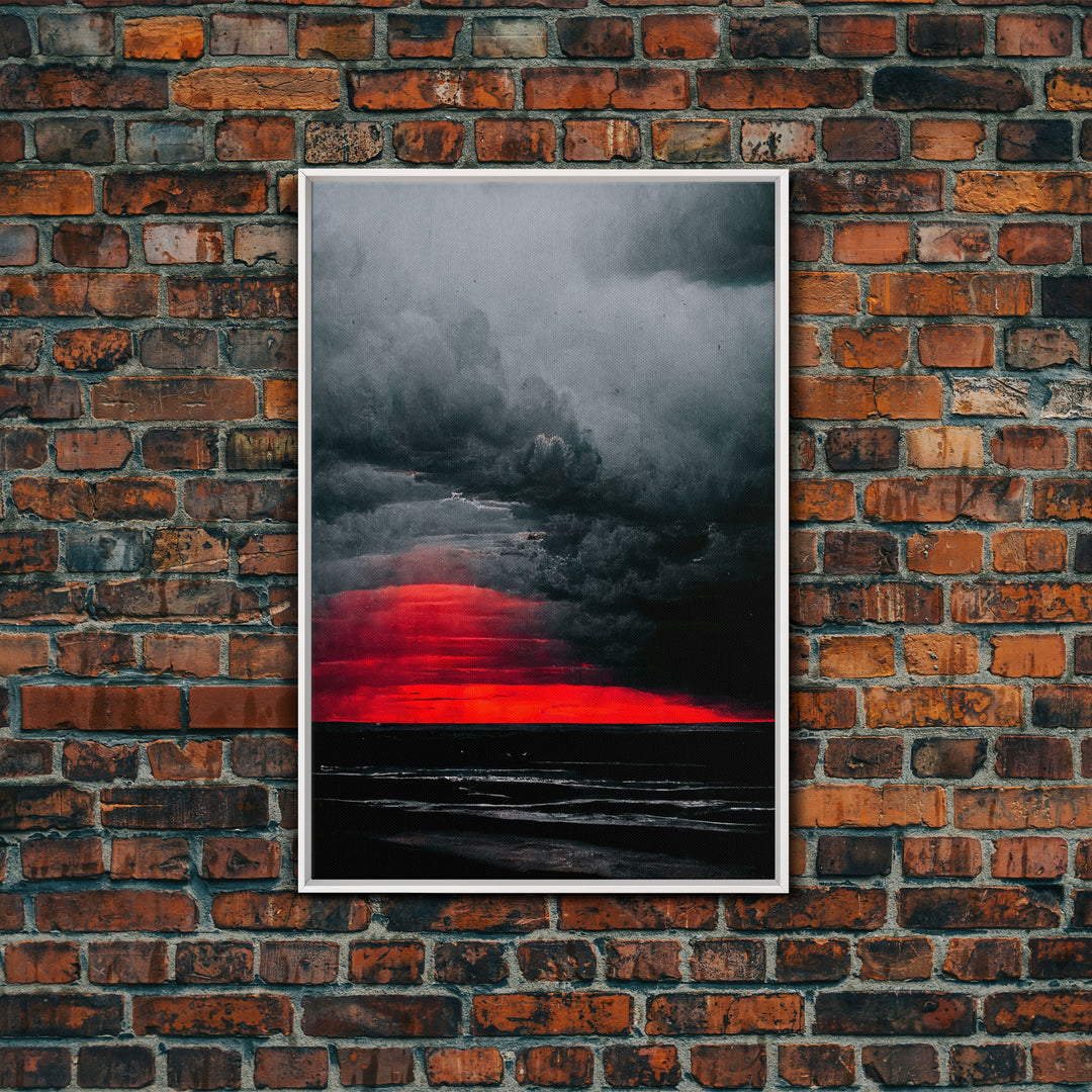 Spooky Horror Canvas Print, Bloodmoon Sunset, Blood moon, Halloween Wall Art, Ready To Hang