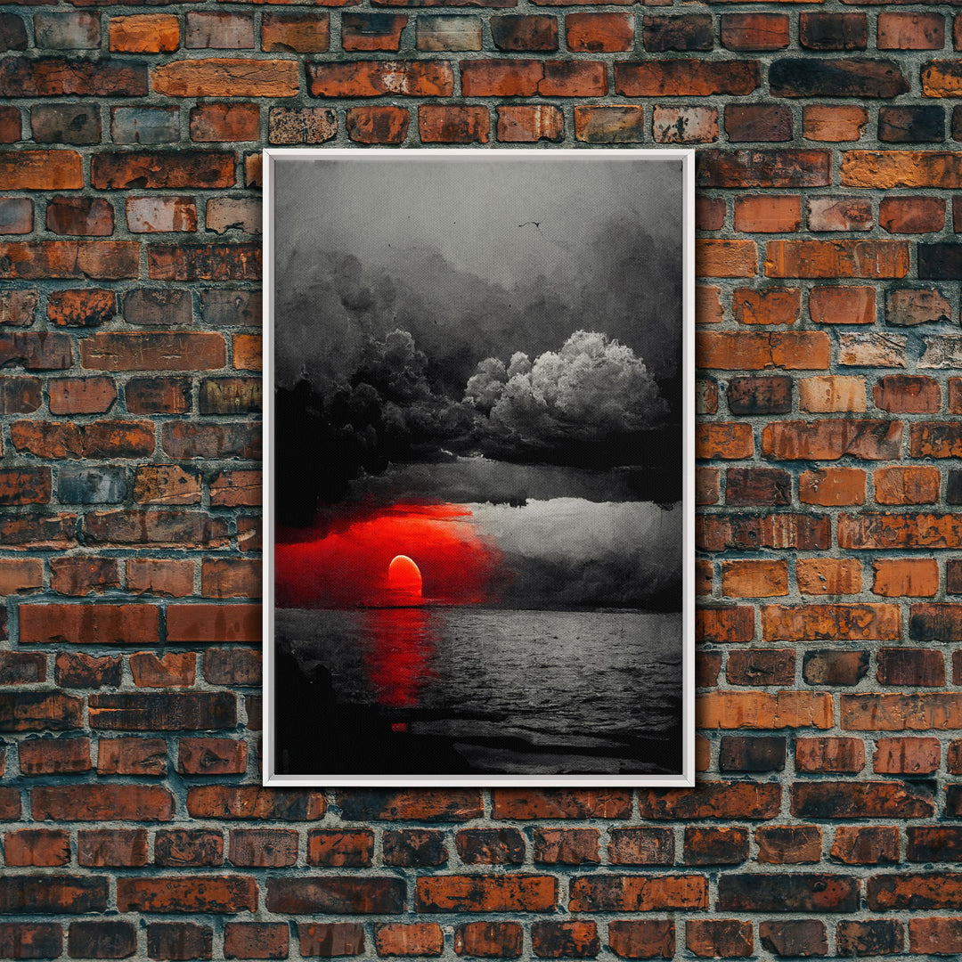 Spooky Horror Canvas Print, Bloodmoon Sunset, Blood moon, Halloween Wall Art, Ready To Hang