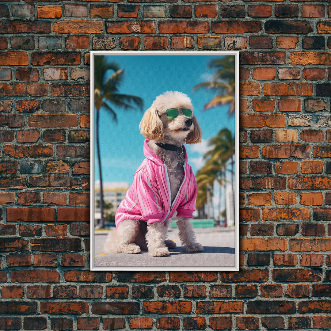 Shih Tzu In Sunglasses Pink Tracksuit Wall Print, Dog Portrait, Dog Art Print, Framed Wall Art, Framed Canvas, Wall Print, Wall Canvas