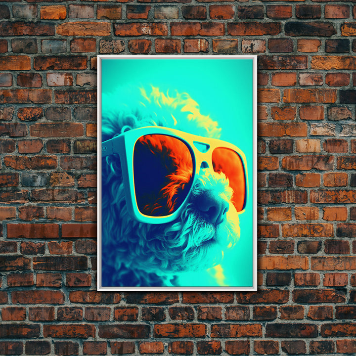 Poodle Abstract Wall Print, Teal Lighting, Dog Print, Dog Portrait, Dog Art Print, Framed Wall Art, Framed Canvas, Wall Print, Wall Canvas