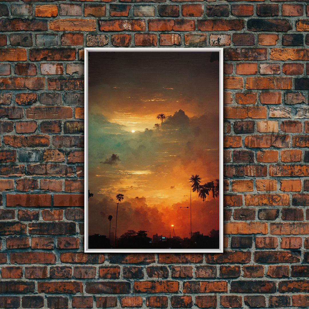 Los Angeles, California at sunset, canvas print, ready to hang wall art