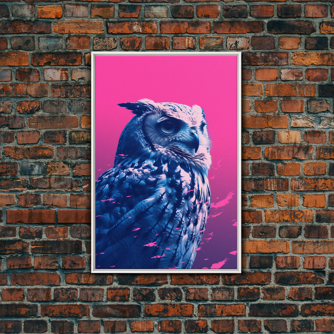 Owl Wall Print, Animal Art Print, Animal Portrait, Pink Art, Wildlife Art, Bird Art, Framed Wall Art, Framed Canvas, Wall Print, Wall Canvas