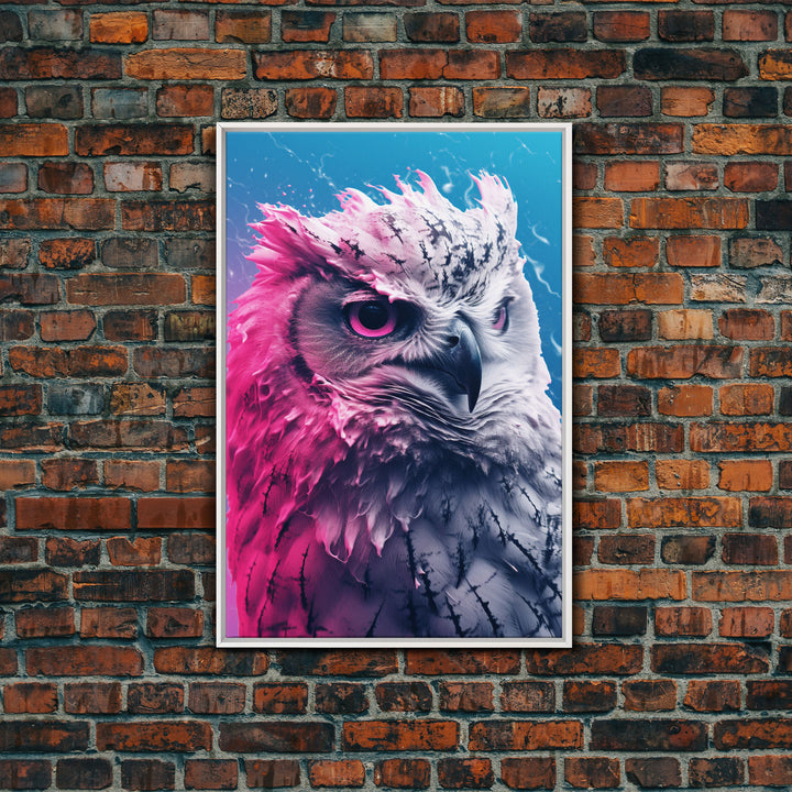 Bird Wall Print, Animal Art Print, Animal Portrait, Pink Art, Wildlife Art, Owl Art, Framed Wall Art, Framed Canvas, Wall Print, Wall Canvas