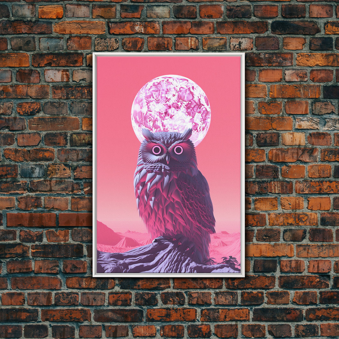 Owl Wall Print, Animal Art Print, Abstract Bird Wall Art, Animal Portrait, Pink Art, Framed Wall Art, Framed Canvas, Wall Print, Wall Canvas