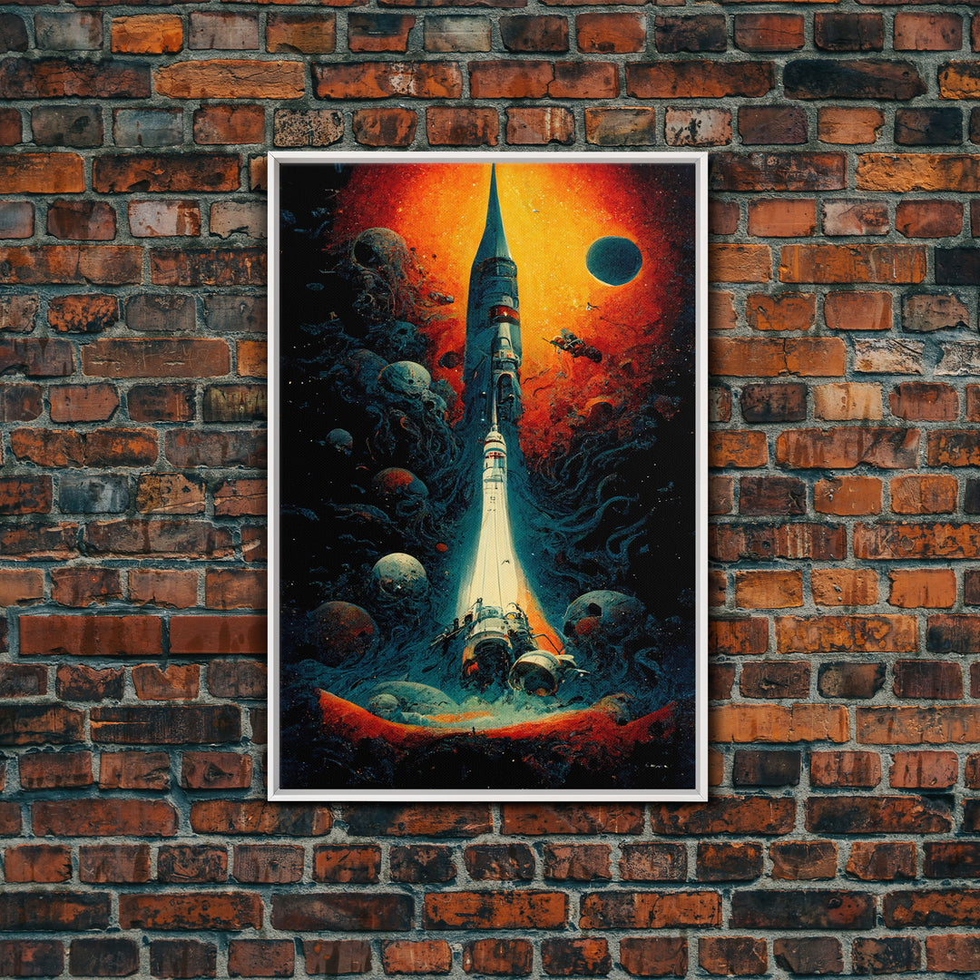 Cosmic Horror Space Exploration Poster Canvas Print, Scifi Wall Art, ready to hang wall art