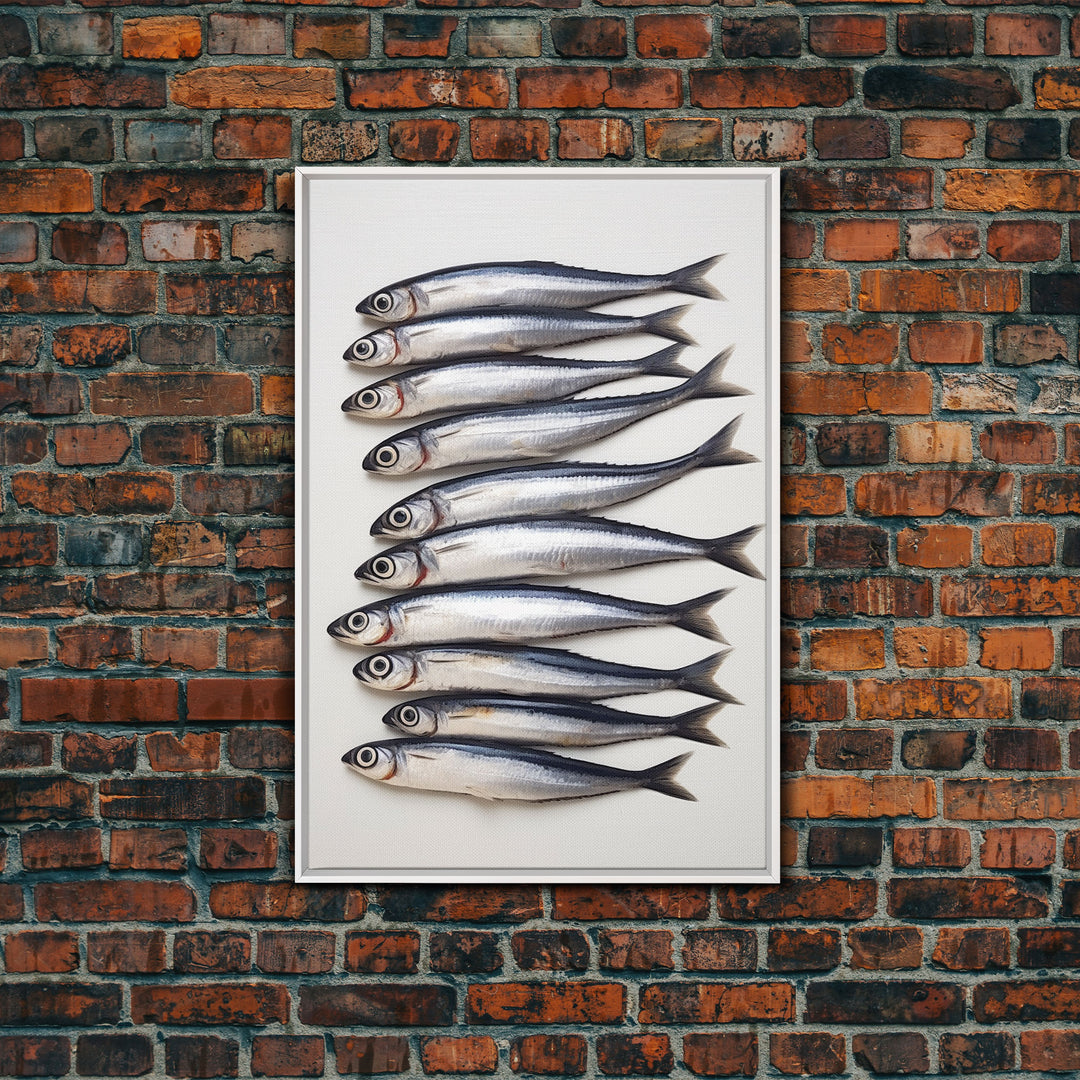 Sardines Art Print - Framed Canvas Art - Oil Painting Still Life Print - French Kitchen Art - Restaurant Art - Sardine Still Life - Fish Art