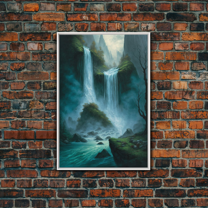 Fantasy Waterfall Oil Painting Canvas Print, Framed Canvas Art, Living Room Wall Decoration