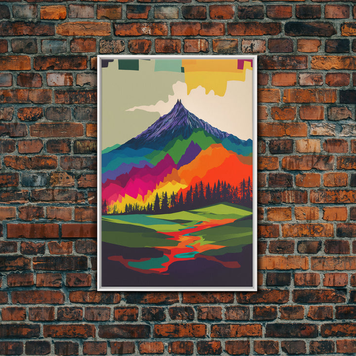 Surreal Rainbow Mountain Landscape, Framed Canvas Print