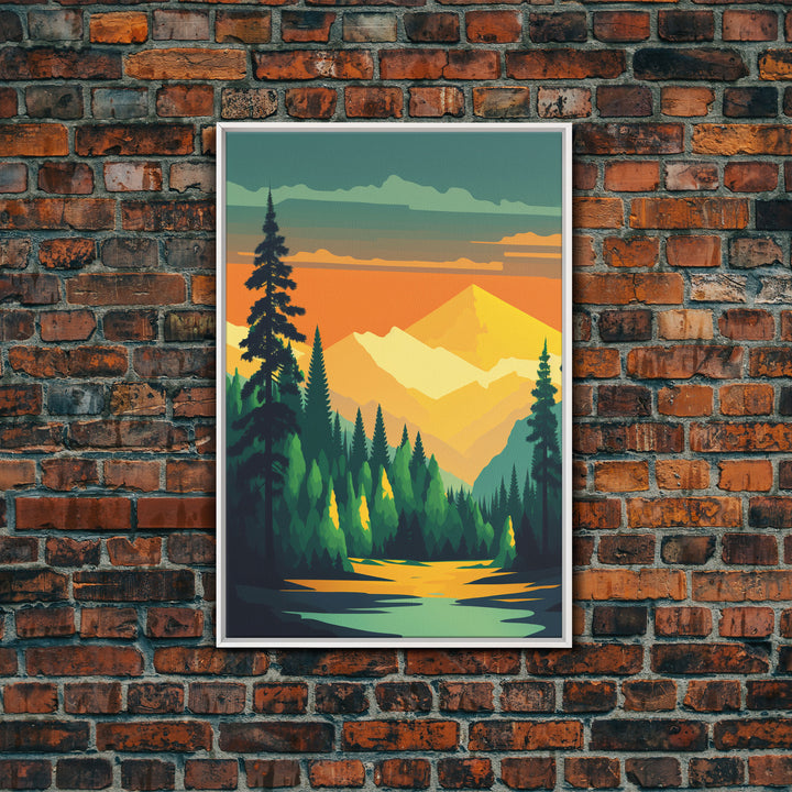 Pacific Northwest Art, Framed Canvas Prints, Washington State, Pine Tree Forest and Mt. Rainier