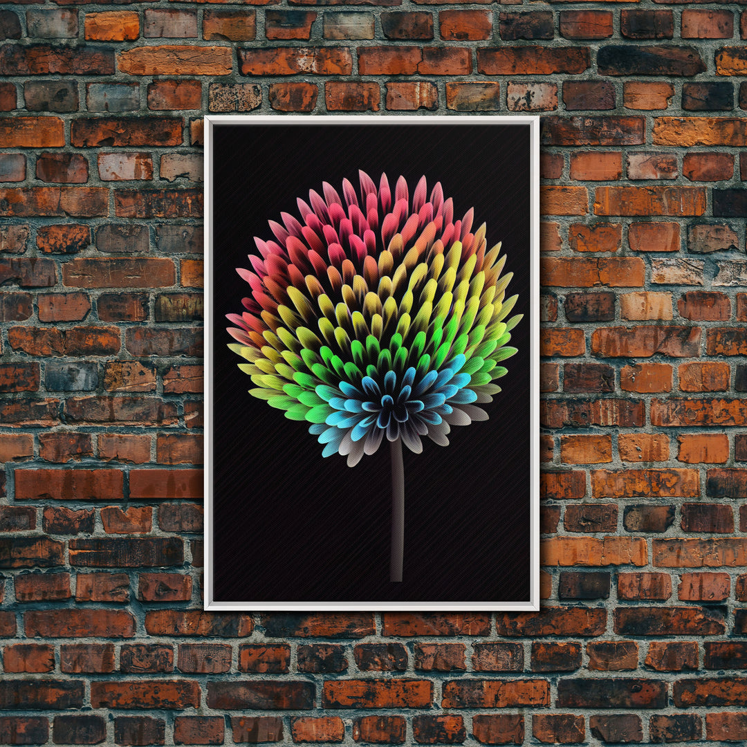 Neon Dandelion, Framed Canvas Print, Original Painting, Huge Wall Art, Large Format Living Room Art