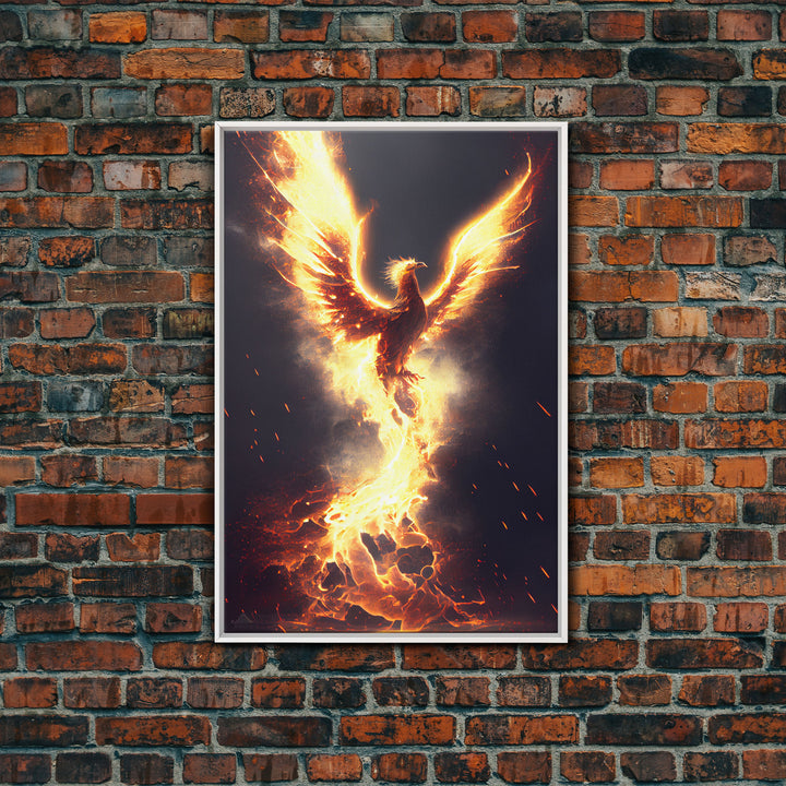 Phoenix In Flames, Retribution, Framed Canvas Print, The Phoenix, Framed Wall Art, Original Painting Phoenix