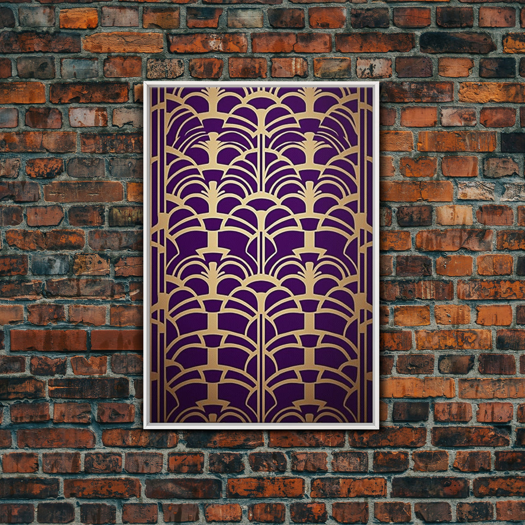 Midcentury Modern Wall art - Framed Canvas Print - Art Deco-  Office decor - Purple & gold art - Ornament art - Abstract art - Geometric art