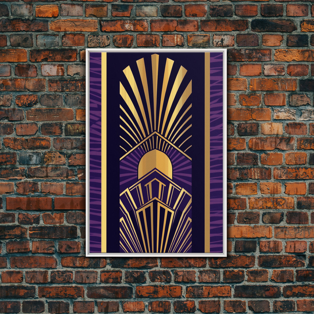 Midcentury Modern Wall art - Framed Canvas Print - Art Deco - Wall art - Purple & gold art - Ornament art - Patterns art - Geometric art