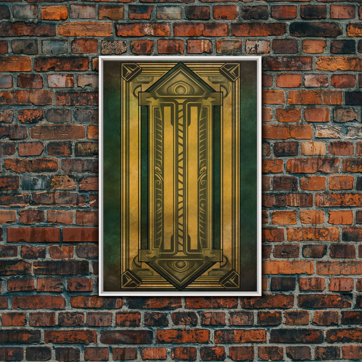 Midcentury Modern Wall art, Framed Canvas Print, Art Deco, Gold & green art, Framed painting, Wall decor, Beautiful art, 1930s Style Art