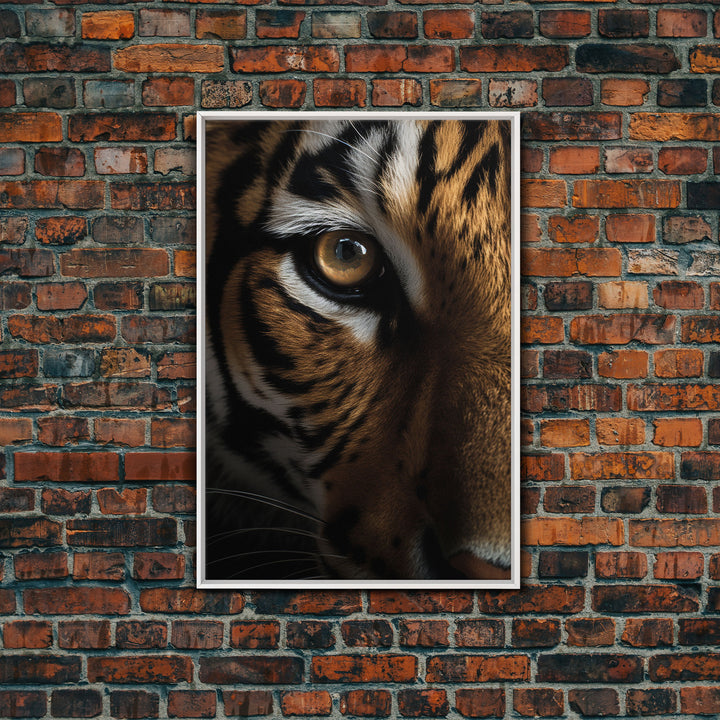 Eye Of Tiger, Tiger Portrait, Big Cat Art, Framed Canvas Print, Tiger Photography, Wildlife Photo, Wood Frame Art