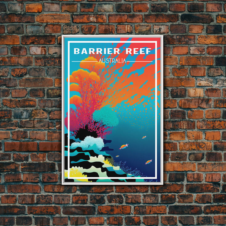 Barrier Reef Art Print, Australia Poster, Queensland Poster, Travel Wall Print, Travel Poster, Travel Wall Art, Canvas Wall Print