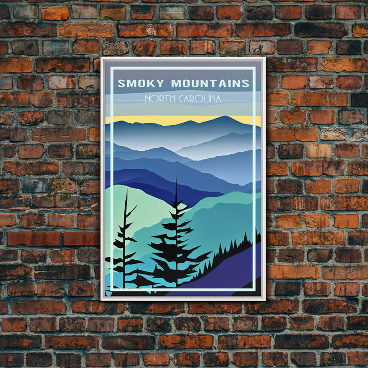 Smoky Mountains Art, North Carolina Wall Print, America Travel Poster, Travel Wall Print, Travel Poster, Travel Wall Art, Canvas Wall Print