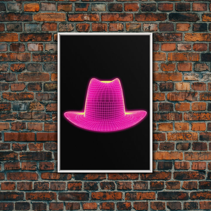 Pink Cowboy Hat Wall Decor, Cowgirl Hat Art Print, Western Art, 3D Art, Minimalist Print, Wall Decor, Canvas Print, Wall Art, Framed Canvas