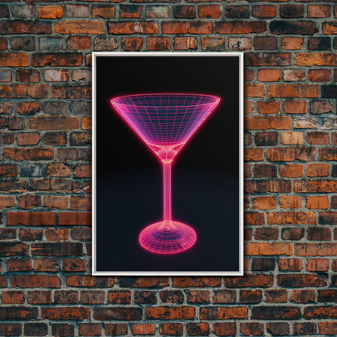 3D Pink Cocktail Wall Art, Pink Wall Decor, 3D Art, Vibrant Art, Minimalist Print, Wall Decor, Canvas Print, Wall Art, Framed Canvas