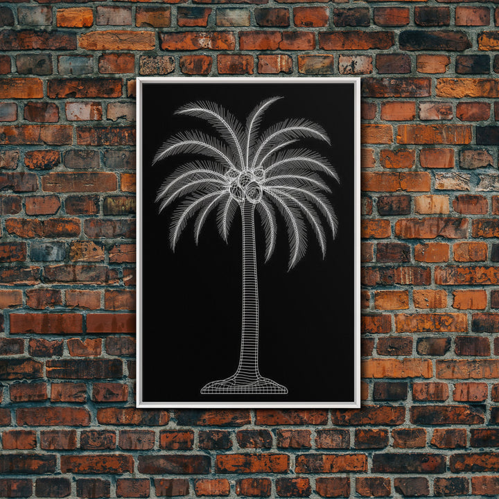 White Coconut Tree Wall Art, Tree Art, Nature Print, Tropical Art, Minimalist Print, Wall Decor, Canvas Print, Wall Art, Framed Canvas