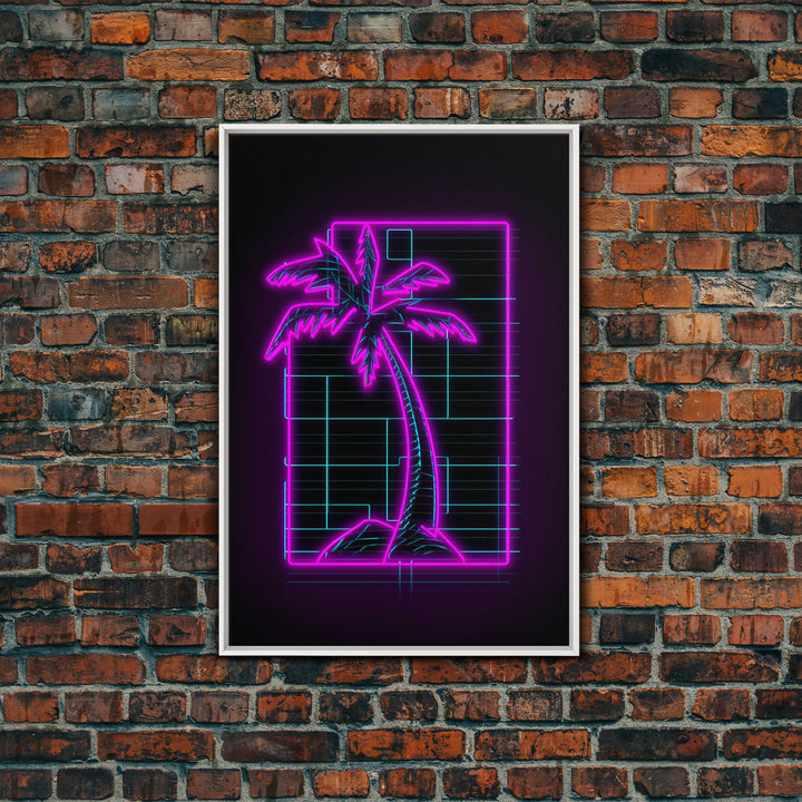 Purple Coconut Tree Wall Art, Tree Art, Nature Print, Tropical Art, Minimalist Print, Wall Decor, Canvas Print, Wall Art, Framed Canvas