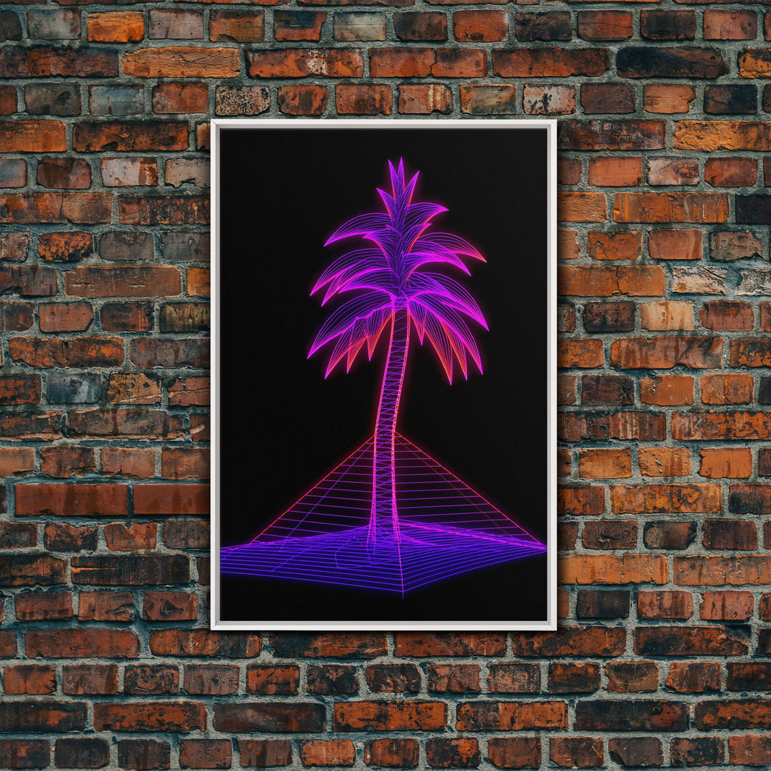 Purple Palm Tree Wall Art, Tropical Plant Wall Decor, Nature Art, Minimalist Print, Wall Decor, Canvas Print, Wall Art, Framed Canvas