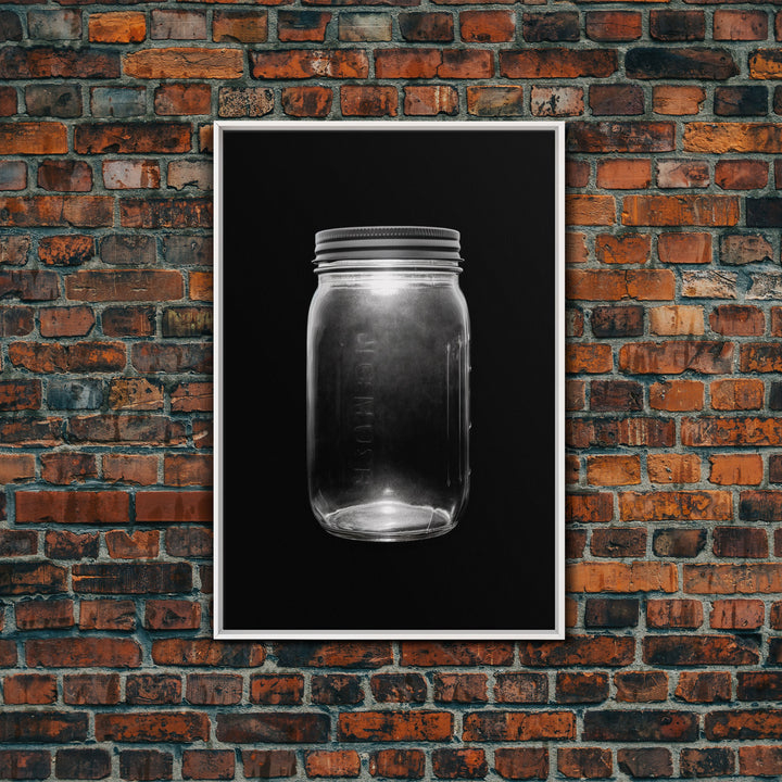 Mason Jar Wall Art, Jar Art Print, Black And White Art, Minimalist Art, Wall Decor, Canvas Art, Wall Art, Framed Canvas Wall Decor