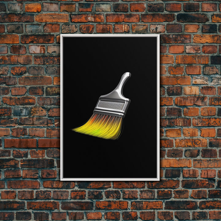 Yellow Paint Brush Wall Art, Vibrant Wall Decor, Craft Room Wall Art, Minimalist Print, Wall Decor, Canvas Print, Wall Art, Framed Canvas