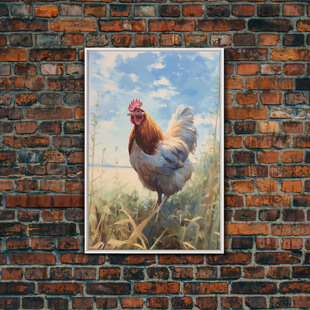 Rooster Wall Art, Rooster Painting, Farmhouse Art, Country Wall Art, Minimalist Wall Art, Wall Decor, Canvas Print, Wall Art, Framed Canvas