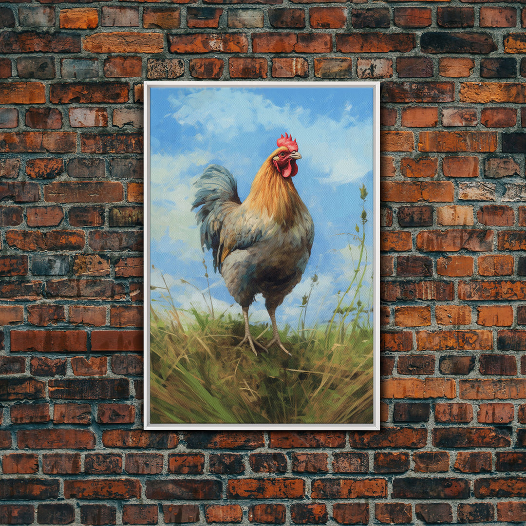 Farmhouse Art, Rooster Painting, Rooster Wall Art, Country Wall Art, Minimalist Wall Art, Wall Decor, Canvas Print, Wall Art, Framed Canvas