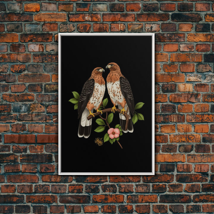 Pair Of Hawks, Birds Wall Art, Hawk Wall Decor, Animal Wall Decor, Nature Art, Wall Decor, Canvas Print, Wall Art, Framed Canvas Art