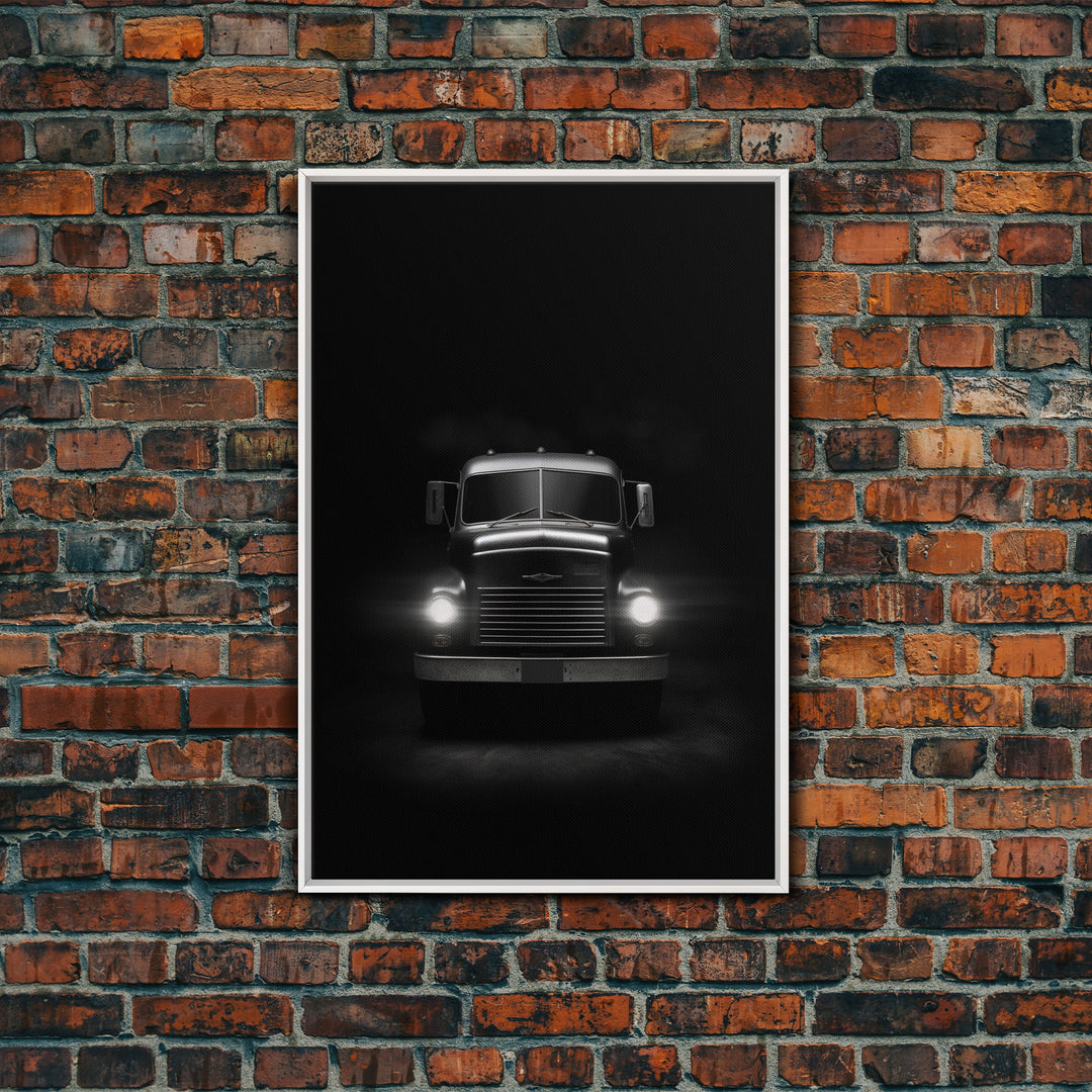 Truck Wall Art, Headlights, Man Cave Art, Black And White Print, Minimalist Print. Wall Decor, Canvas Art, Wall Art, Framed Canvas Wall Art