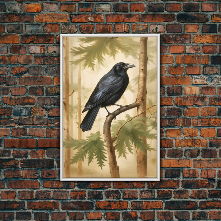 Crow Wall Art, Black Bird Wall Decor, Animal Wall Art, Trees, Nature, Modern Print, Wall Decor, Canvas Print, Wall Art, Framed Canvas