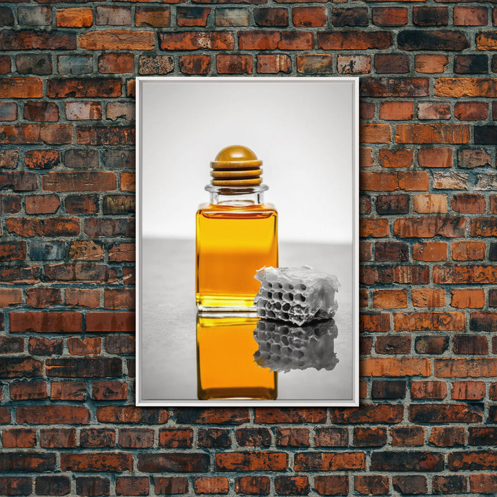 Honey Bottle Wall Art, Kitchen Wall Art, Honey Jar Print, Minimalist Art, Wall Decor, Canvas Art, Wall Art, Framed Canvas Wall Decor