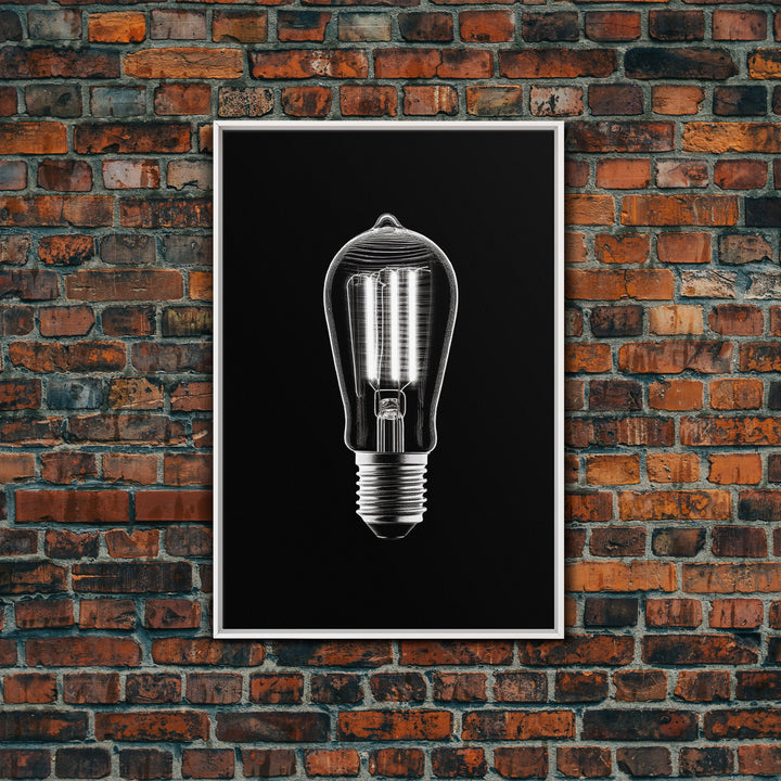 Light Bulb Wall Decor, Light Wall Art, Garage Art Print, Minimalist Print, Wall Decor, Canvas Print, Wall Art, Framed Canvas