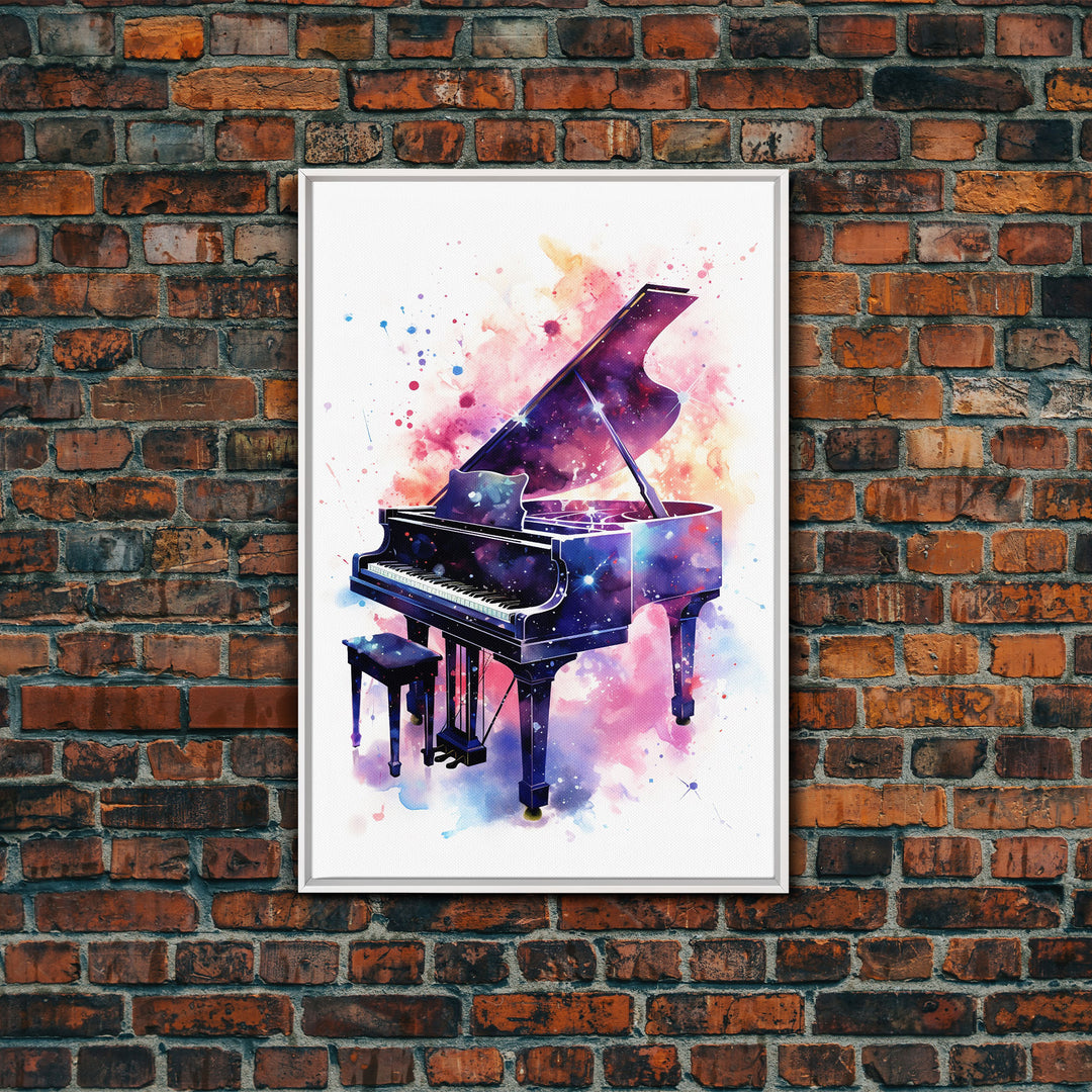 Grand Piano Wall Art, Musical Instrument Print, Studio Art, Framed Canvas Print, Piano Art, Baby Grand Piano