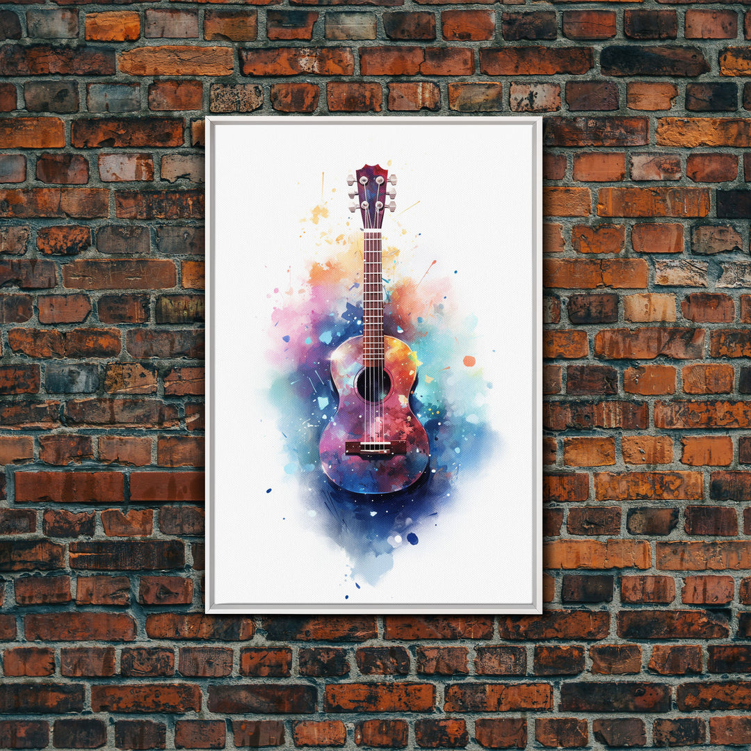 Ukelele Wall Art, Music Print, Framed Canvas Art, Graffiti Splatter Art Musical Instrument, Studio Wall Decor