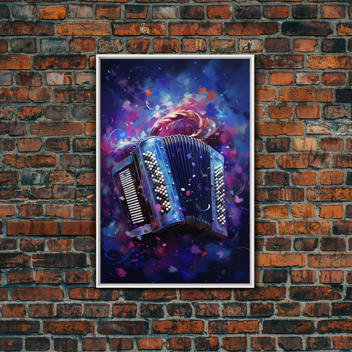 Cosmic Accordion, Instrument Print, Framed Canvas Print Or Poster, Gift For Musician