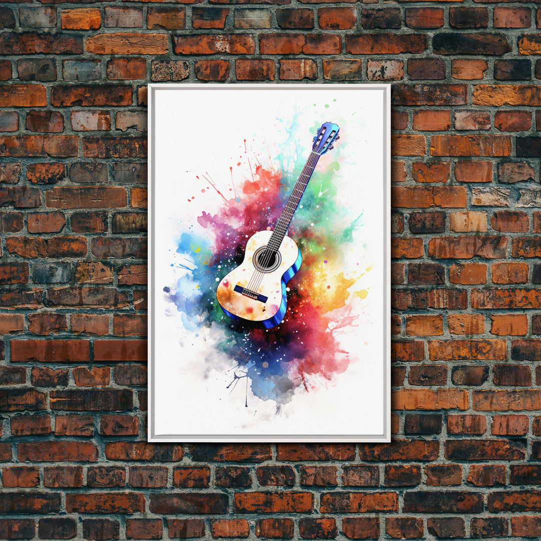 Cosmic Acoustic Guitar Wall Art Framed Canvas Print, Guitar Art, Guitar Wall Art, Music Art, Guitar Poster, Guitar Player Gift, Guitar Gifts