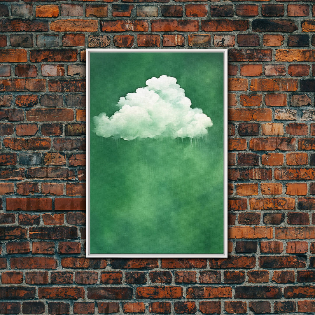 Emerald Green Rain Cloud Wall Art, Framed Canvas Or Poster Print, Abstract Art Print, Minimalist Wall Decor, Maximalist Decor, Dark Green