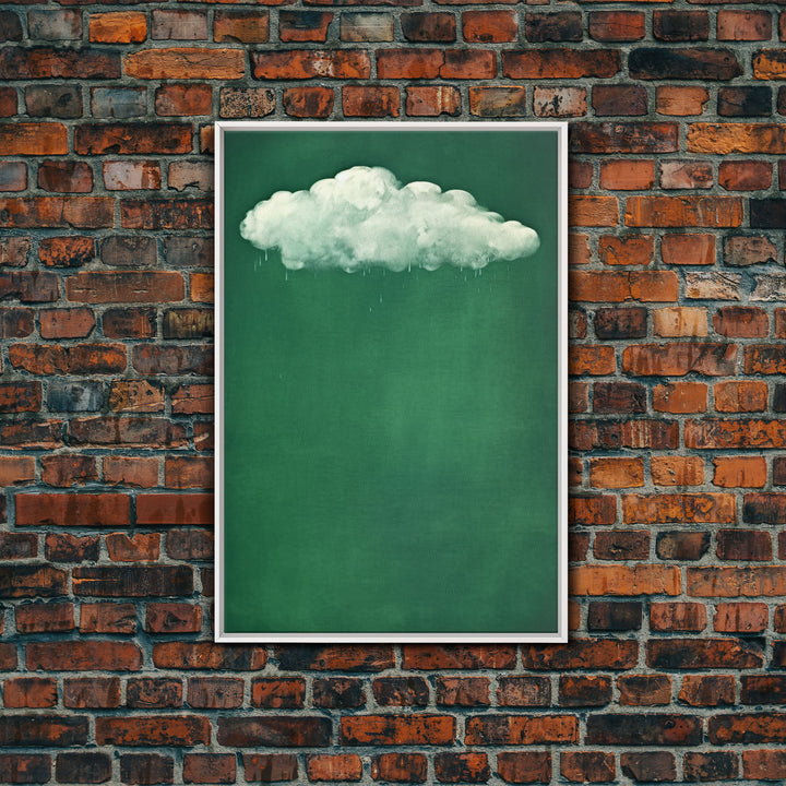 Emerald Green Rain Cloud Wall Art, Framed Canvas Or Poster Print, Abstract Art Print, Minimalist Wall Decor, Maximalist Decor, Dark Green