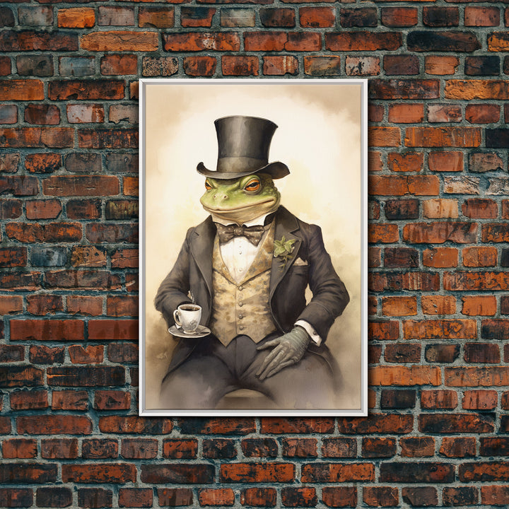 Le Business Toad, Victorian Toad Portrait, Vintage Style Animal Print Wall Art, Framed Canvas or Poster, Familiar Painting, Witchcraft Art