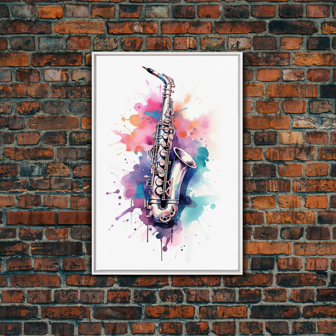 Bassett Clarinet Wall Art, Musician Gift, Framed Canvas Print, Clarinet Print, Musical Instrument Art, Gift For Musician, Graffiti Music Art