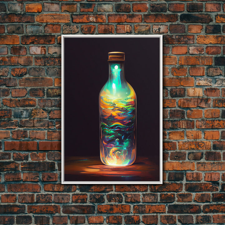 Miniature world in a bottle poster print, high fantasy wall art, magical wall art